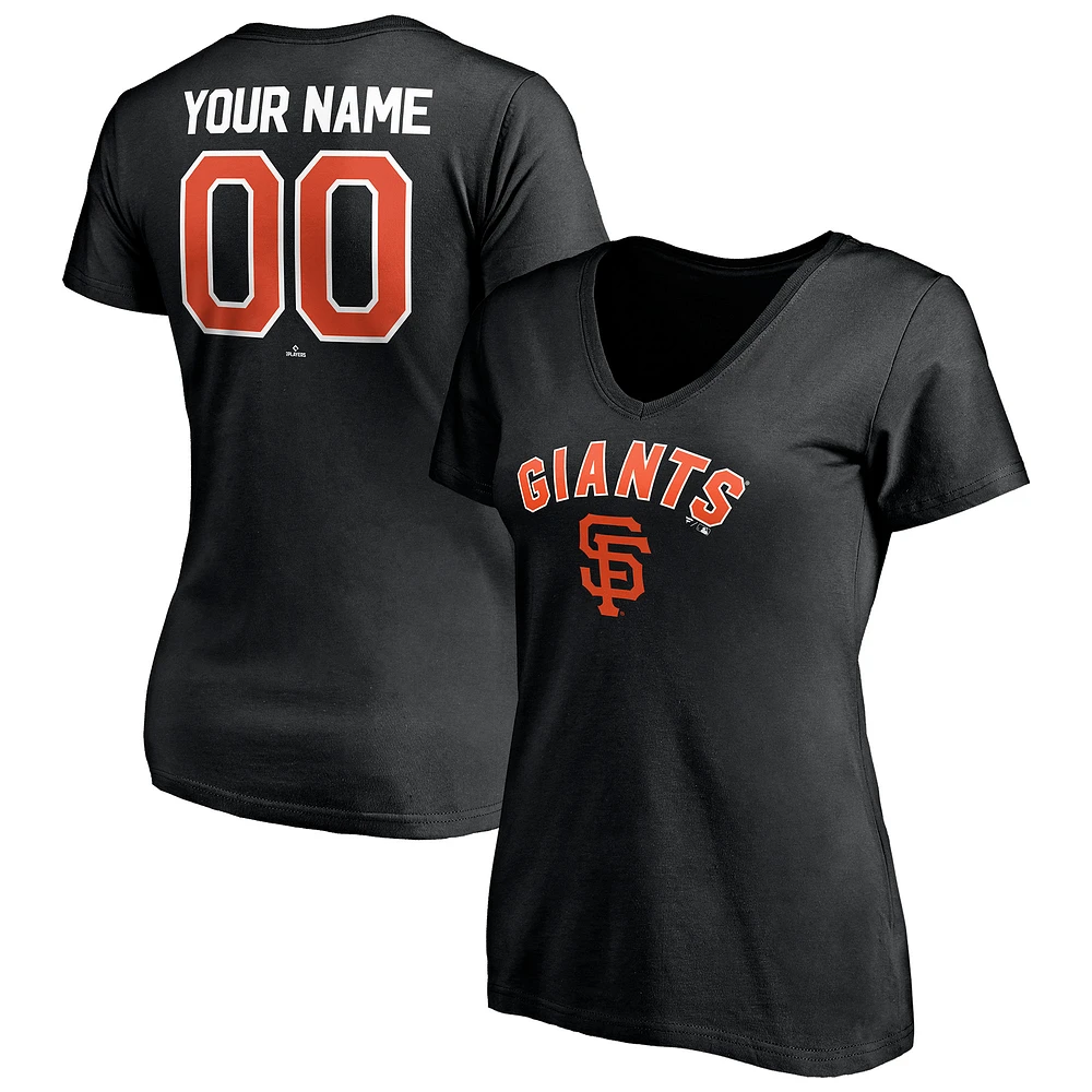 Women's Black San Francisco Giants Personalized Winning Streak Name & Number V-Neck T-Shirt