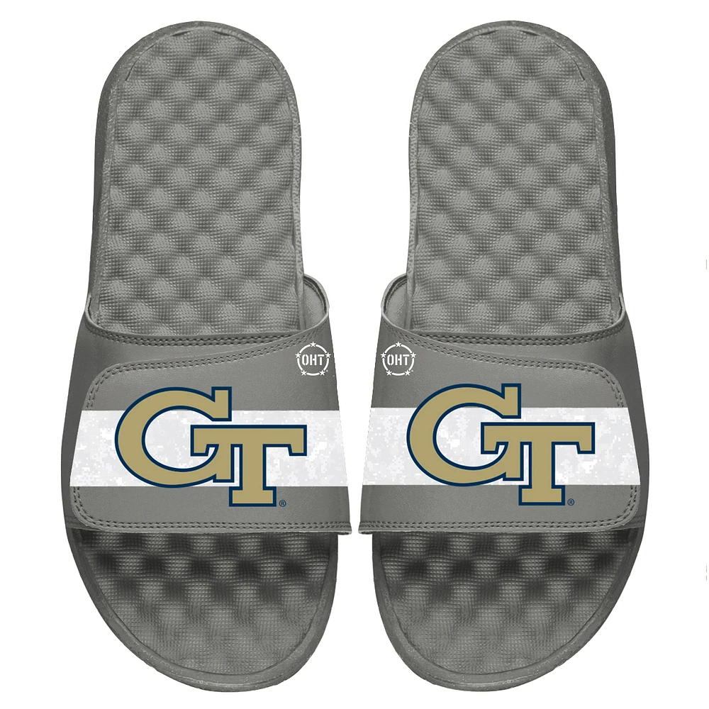 Youth ISlide Gray Georgia Tech Yellow Jackets OHT Military Appreciation Logo Slide Sandals