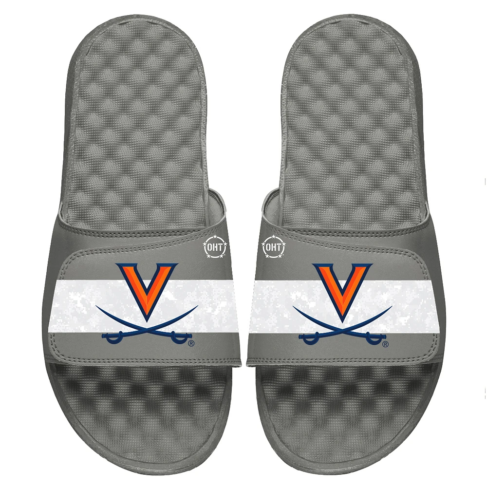 Youth ISlide Gray Virginia Cavaliers OHT Military Appreciation Logo Slide Sandals