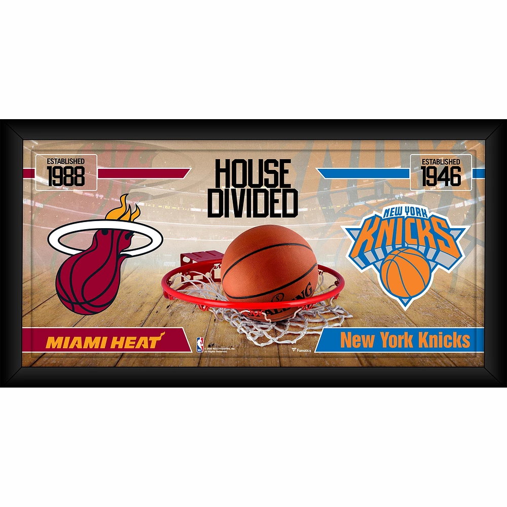 Miami Heat vs. New York Knicks Framed 10" x 20" House Divided Collage