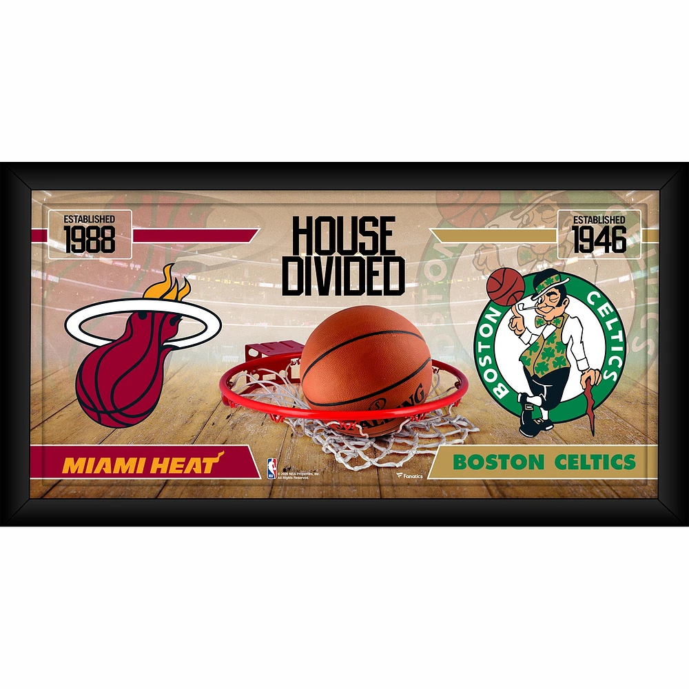Miami Heat vs. Boston Celtics Framed 10" x 20" House Divided Collage
