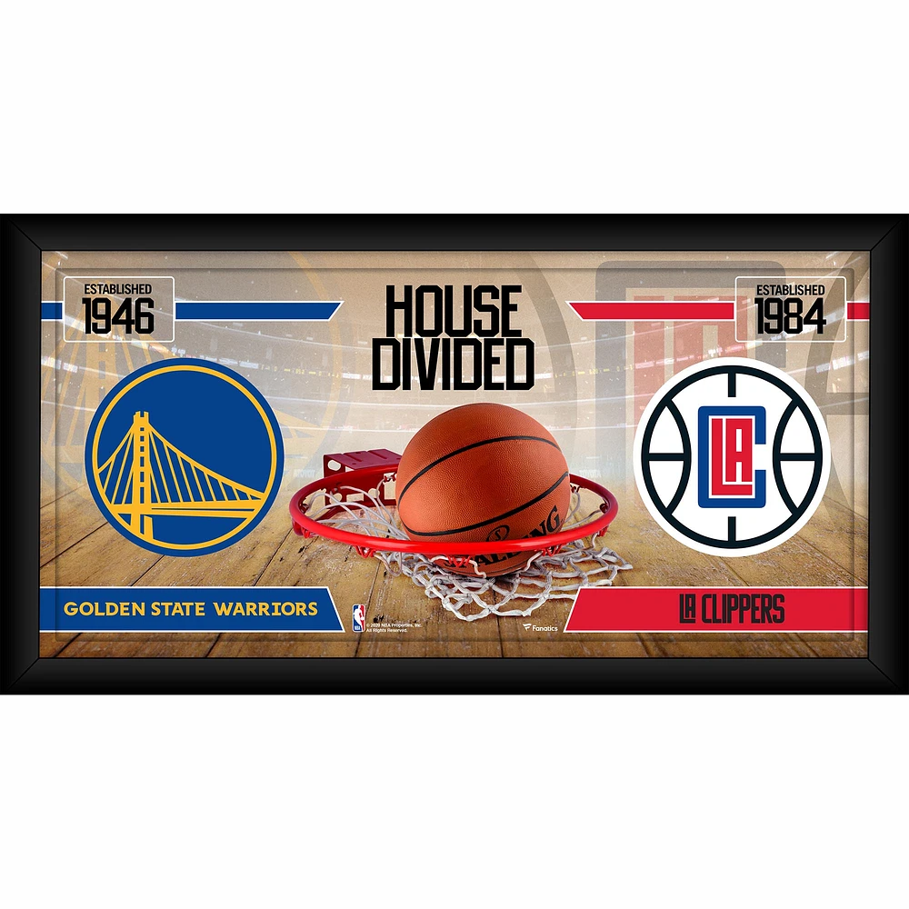 Golden State Warriors vs. LA Clippers Framed 10" x 20" House Divided Collage