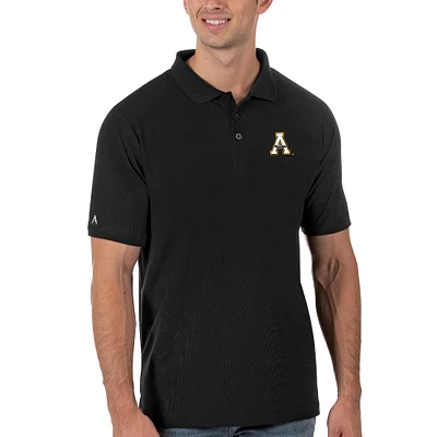 Men's Antigua Black Appalachian State Mountaineers Legacy Pique Polo