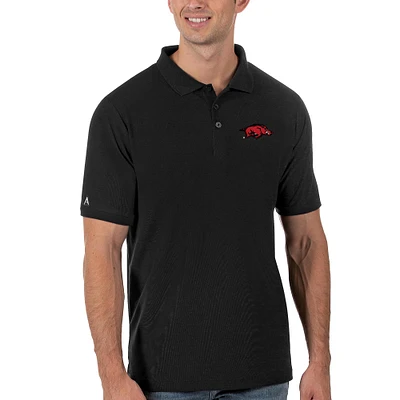 Men's Antigua Black Arkansas Razorbacks Legacy Pique Polo