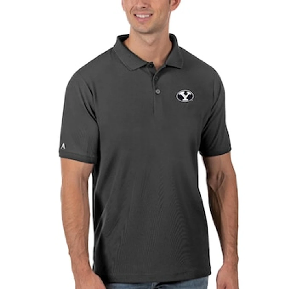 Men's Antigua Anthracite BYU Cougars Legacy Pique Polo