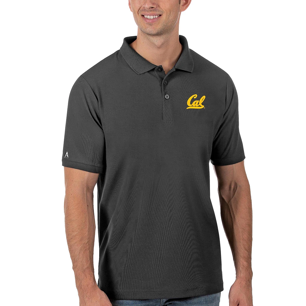 Men's Antigua Anthracite Cal Bears Legacy Pique Polo