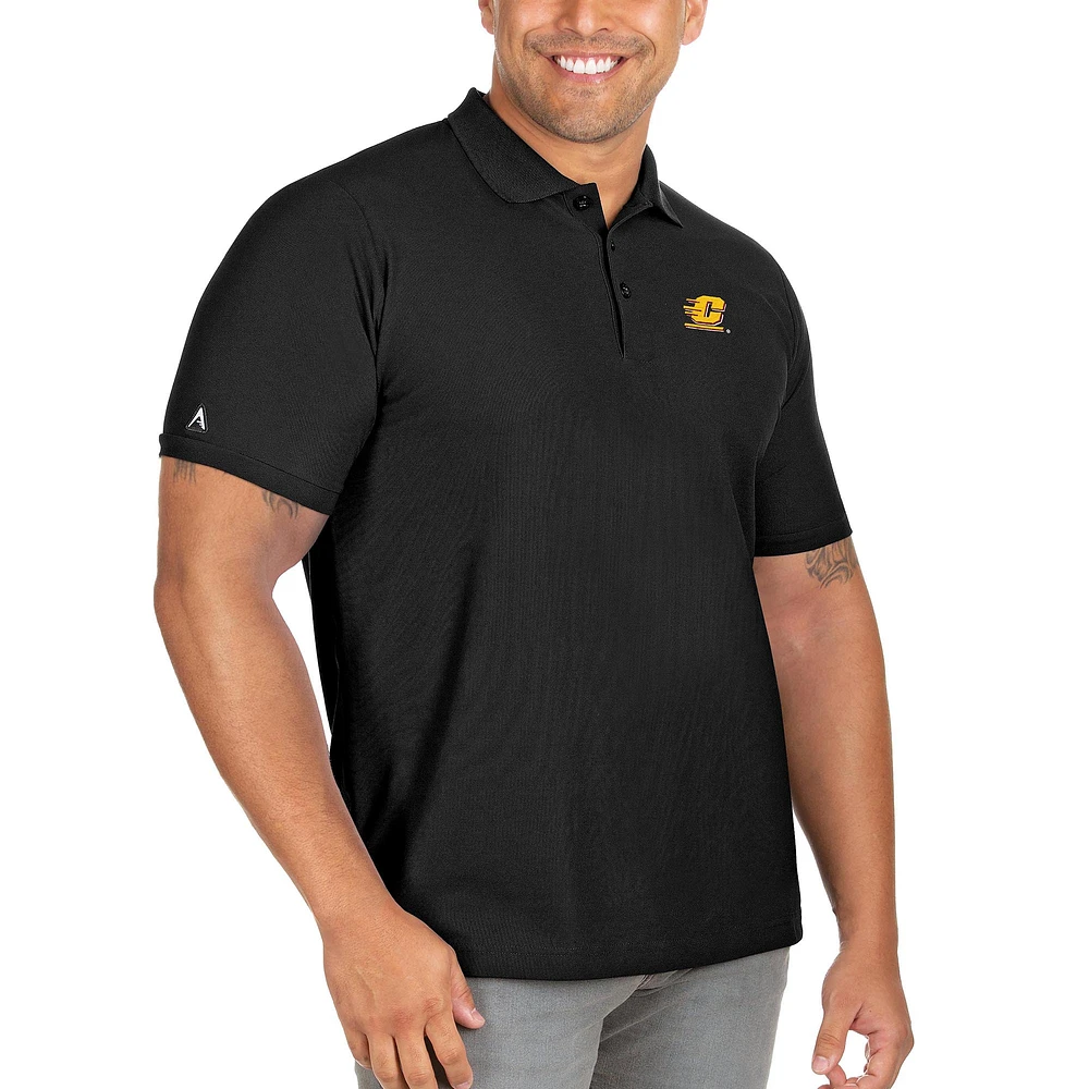 Men's Antigua Black Central Michigan Chippewas Big & Tall Legacy Pique Polo
