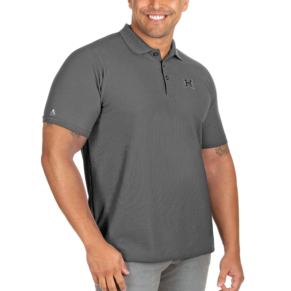 Men's Antigua Anthracite Hawaii Warriors Big & Tall Legacy Pique Polo