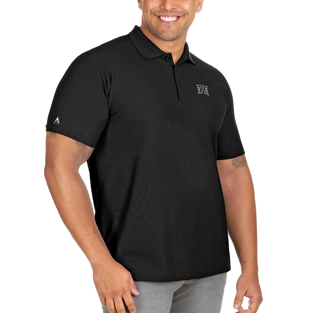 Men's Antigua Black Hawaii Warriors Big & Tall Legacy Pique Polo