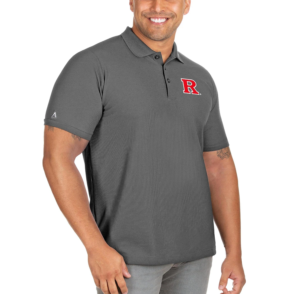 Men's Antigua Anthracite Rutgers Scarlet Knights Big & Tall Legacy Pique Polo
