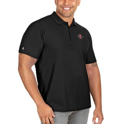 Men's Antigua Black San Diego State Aztecs Big & Tall Legacy Pique Polo