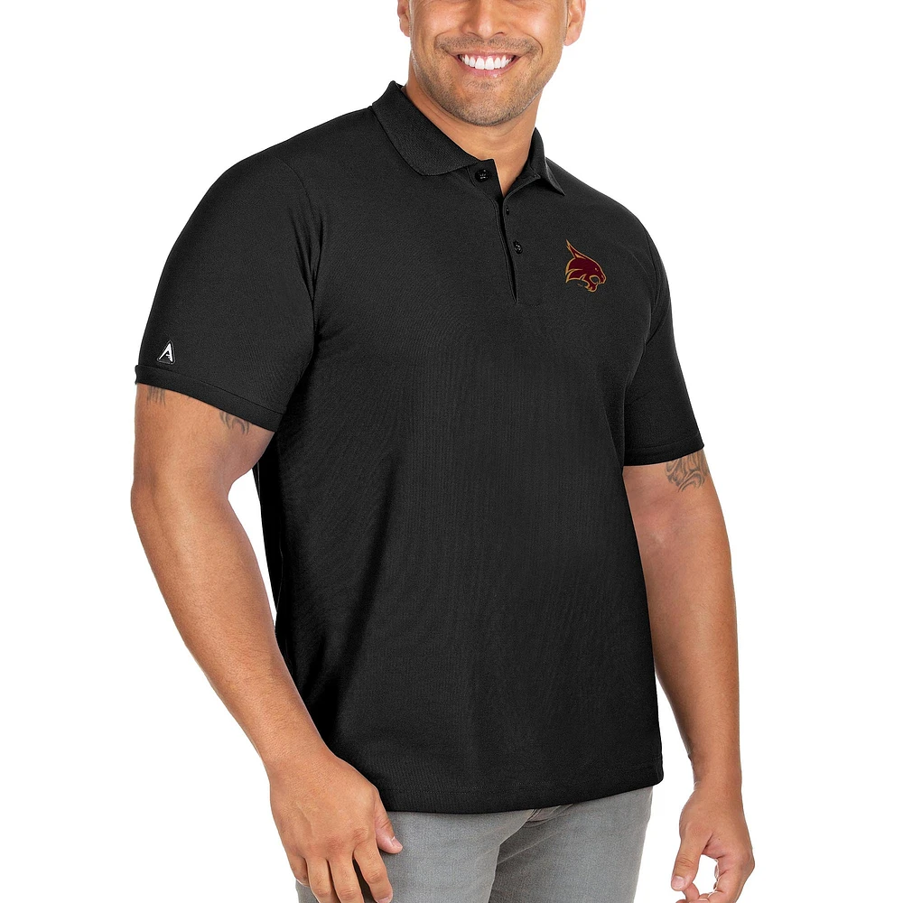 Men's Antigua Black Texas State Bobcats Big & Tall Legacy Pique Polo