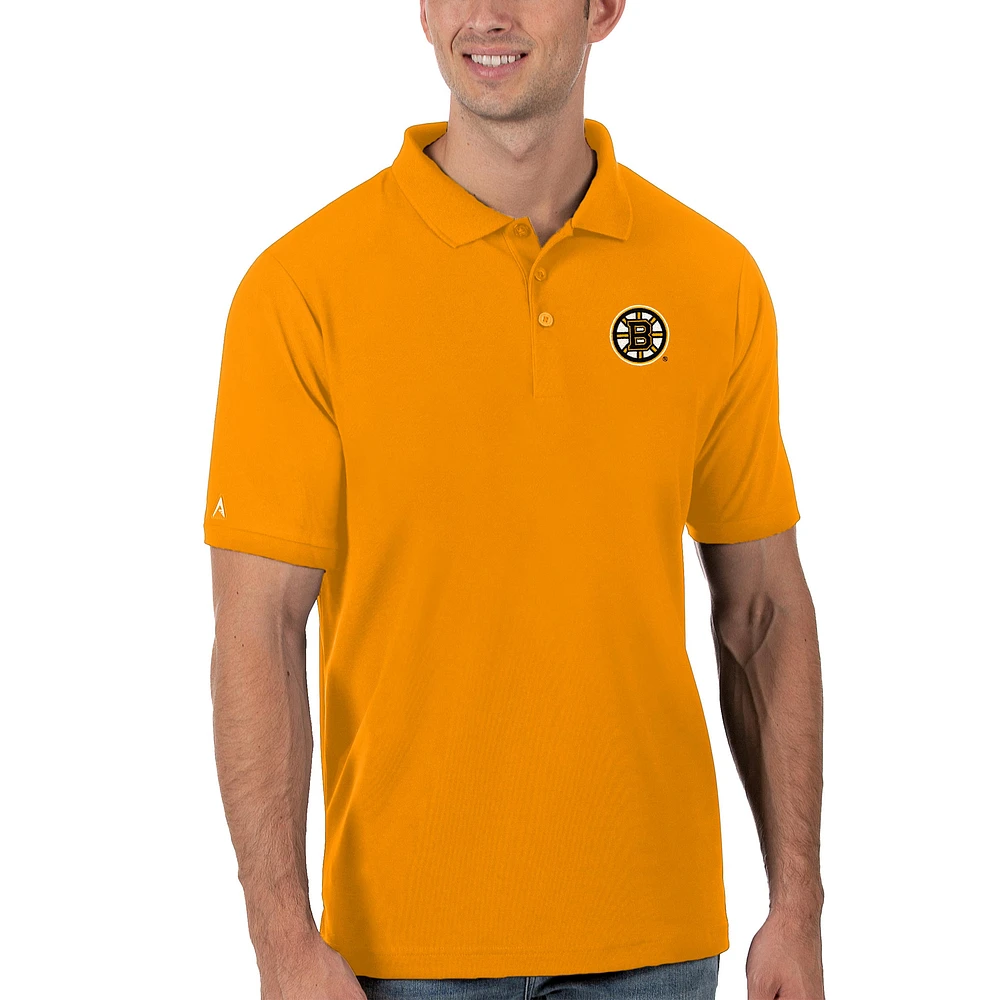 Men's Antigua Gold Boston Bruins Legacy Pique Polo