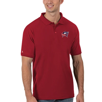 Men's Antigua Red Columbus Blue Jackets Legacy Pique Polo