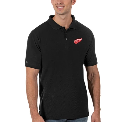 Men's Antigua Black Detroit Red Wings Legacy Pique Polo