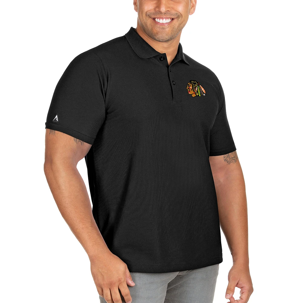 Men's Antigua Black Chicago Blackhawks Big & Tall Legacy Pique Polo
