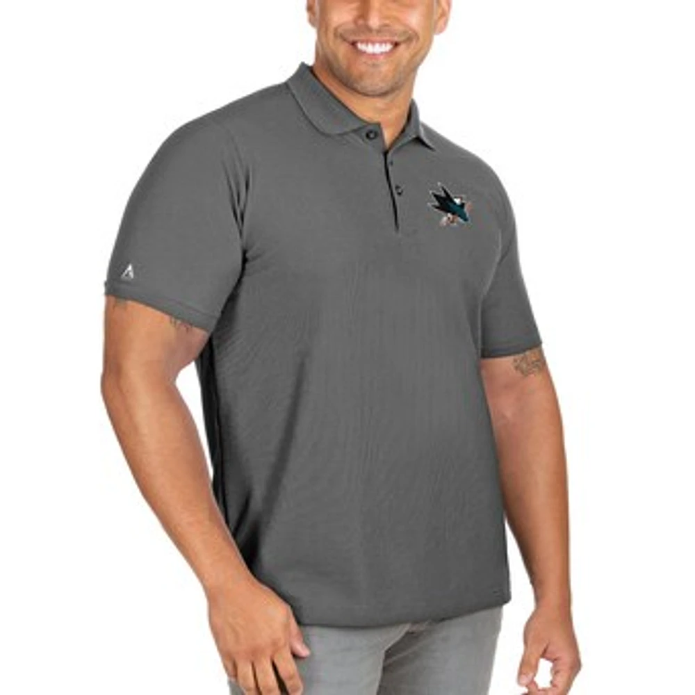 Men's Antigua Charcoal San Jose Sharks Big & Tall Legacy Pique Polo