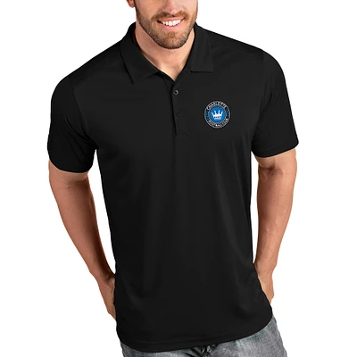 Men's Antigua Black Charlotte FC Tribute Polo