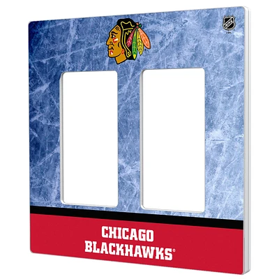 Chicago Blackhawks Wordmark Double Rocker Lightswitch Plate