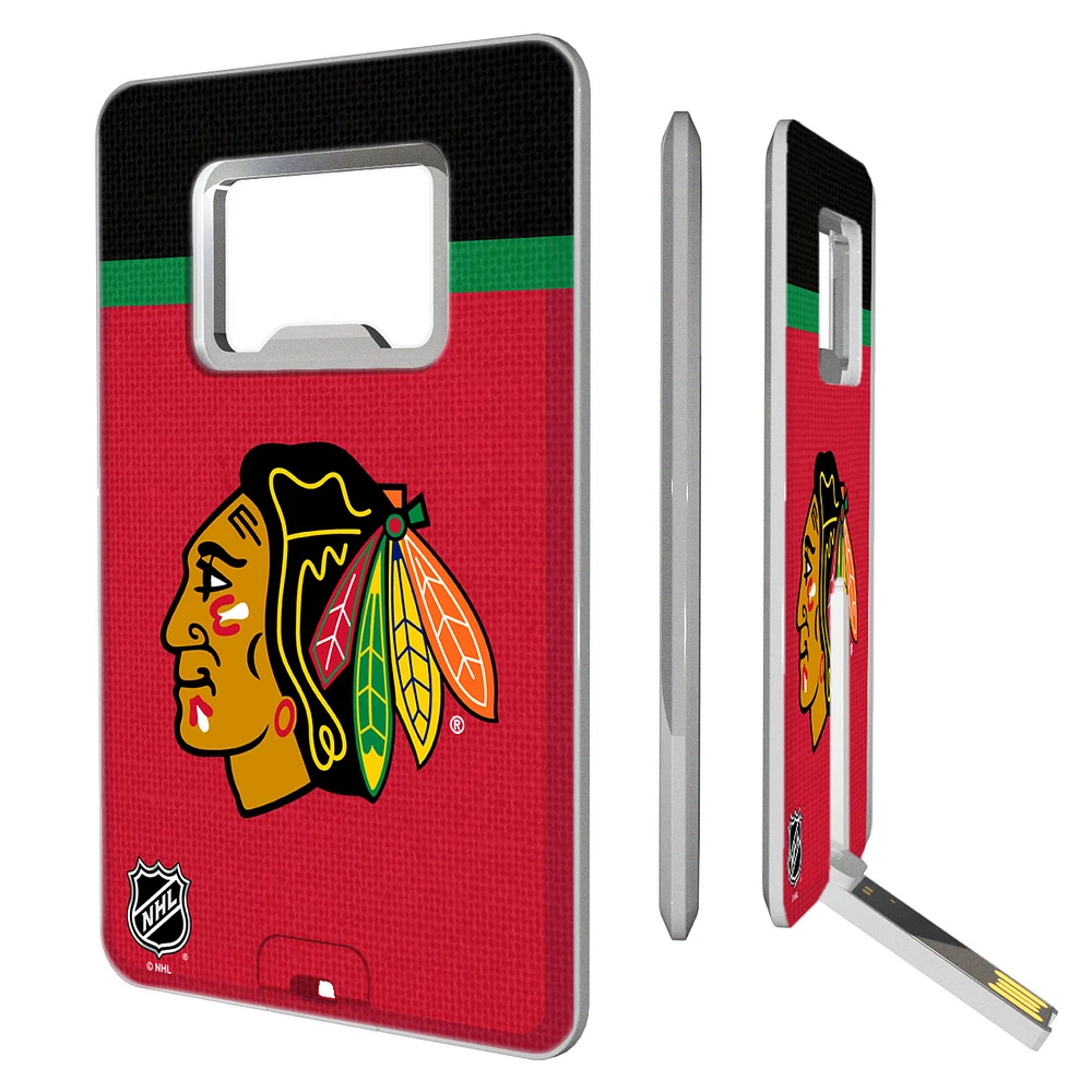 Chicago Blackhawks Stripe Credit Card USB Drive with Bottle Opener