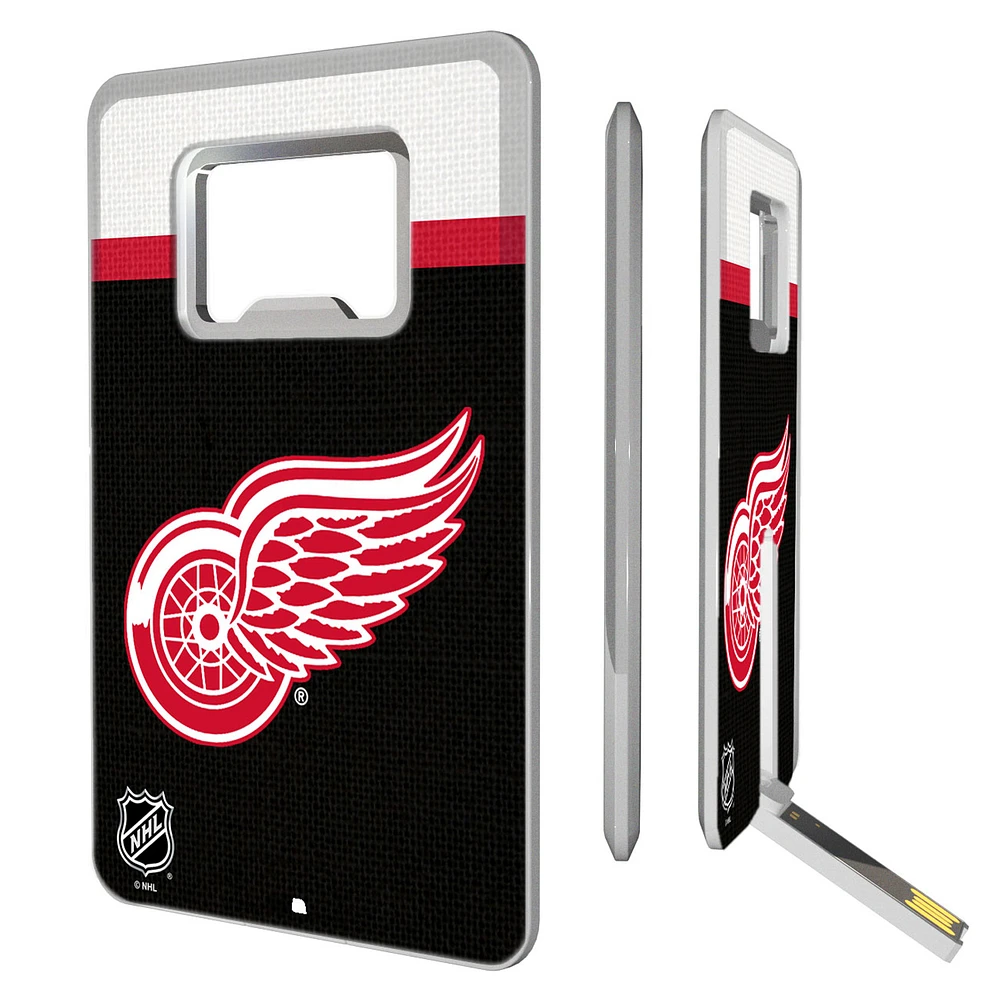 Detroit Red Wings Stripe Credit Card USB Drive with Bottle Opener
