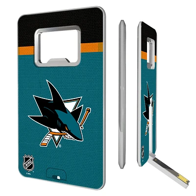 San Jose Sharks Stripe Credit Card USB Drive with Bottle Opener