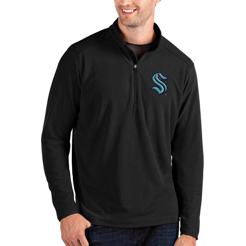 Men's Antigua Black Seattle Kraken Glacier Quarter-Zip Pullover Jacket