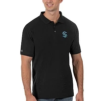 Men's Antigua Black Seattle Kraken Legacy Pique Polo