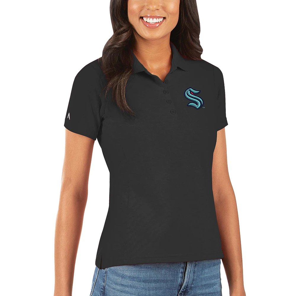 Women's Antigua Black Seattle Kraken Legacy Pique Polo