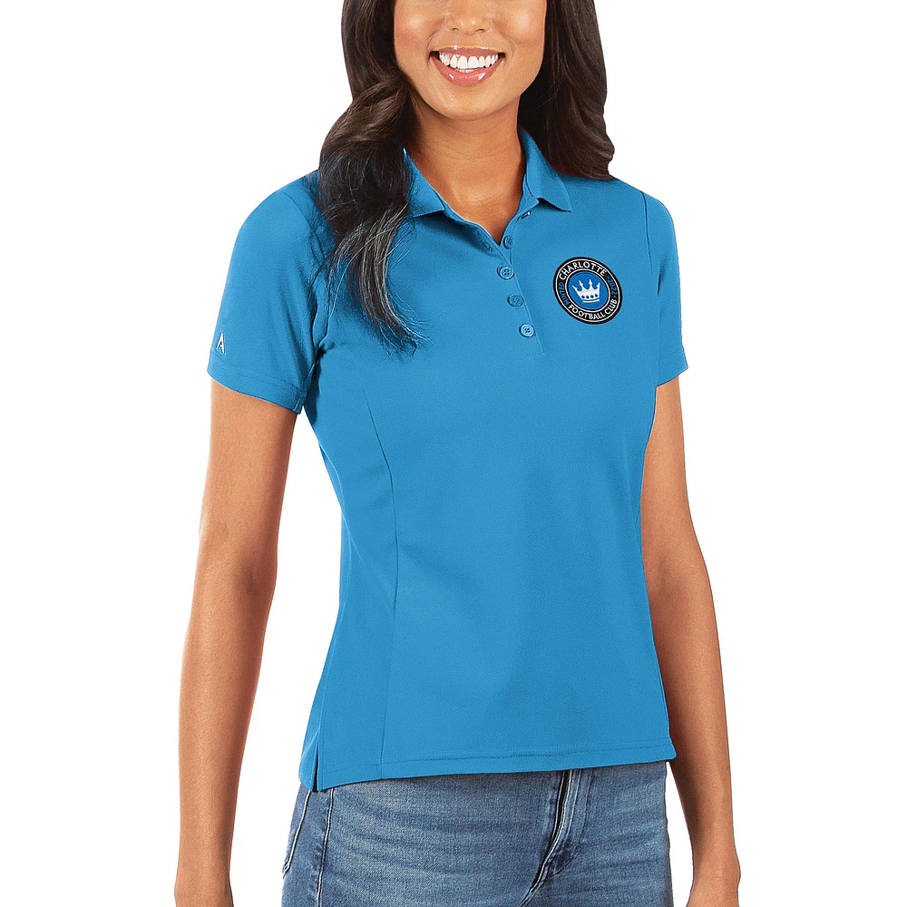 Women's Antigua Blue Charlotte FC Legacy Pique Polo