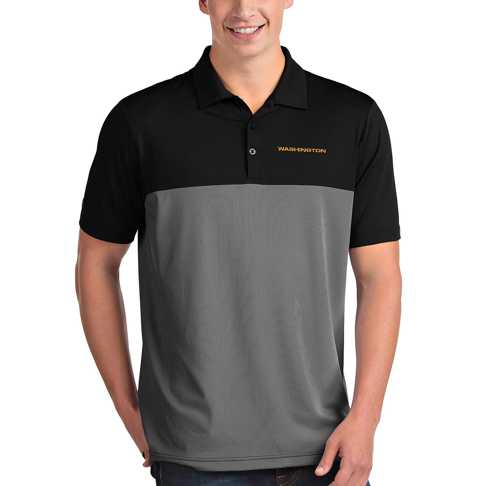 Men's Antigua Black/White Washington Football Team Venture Microstripe Polo