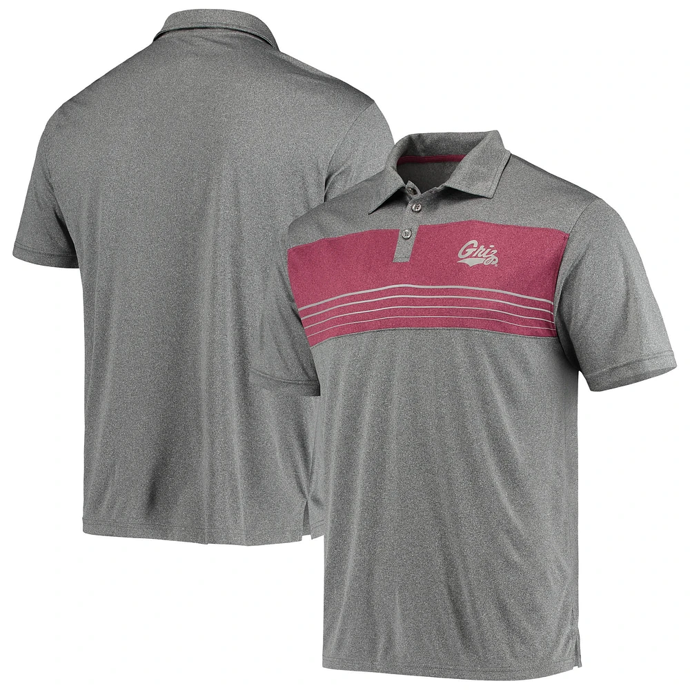 Men's Colosseum Heathered Charcoal Montana Grizzlies Smithers Polo