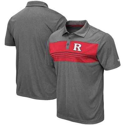 Men's Colosseum Heathered Charcoal Rutgers Scarlet Knights Smithers Polo