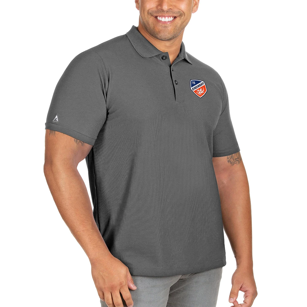 Men's Antigua Gray FC Cincinnati Big & Tall Legacy Pique Polo