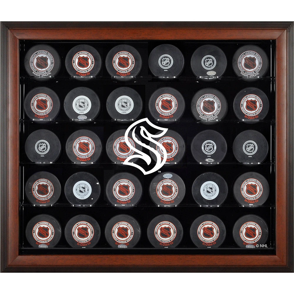 Seattle Kraken Brown Framed 30-Puck Display Case