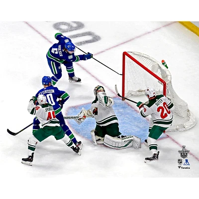Brock Boeser Vancouver Canucks Unsigned First Stanley Cup Playoffs Goal Photograph