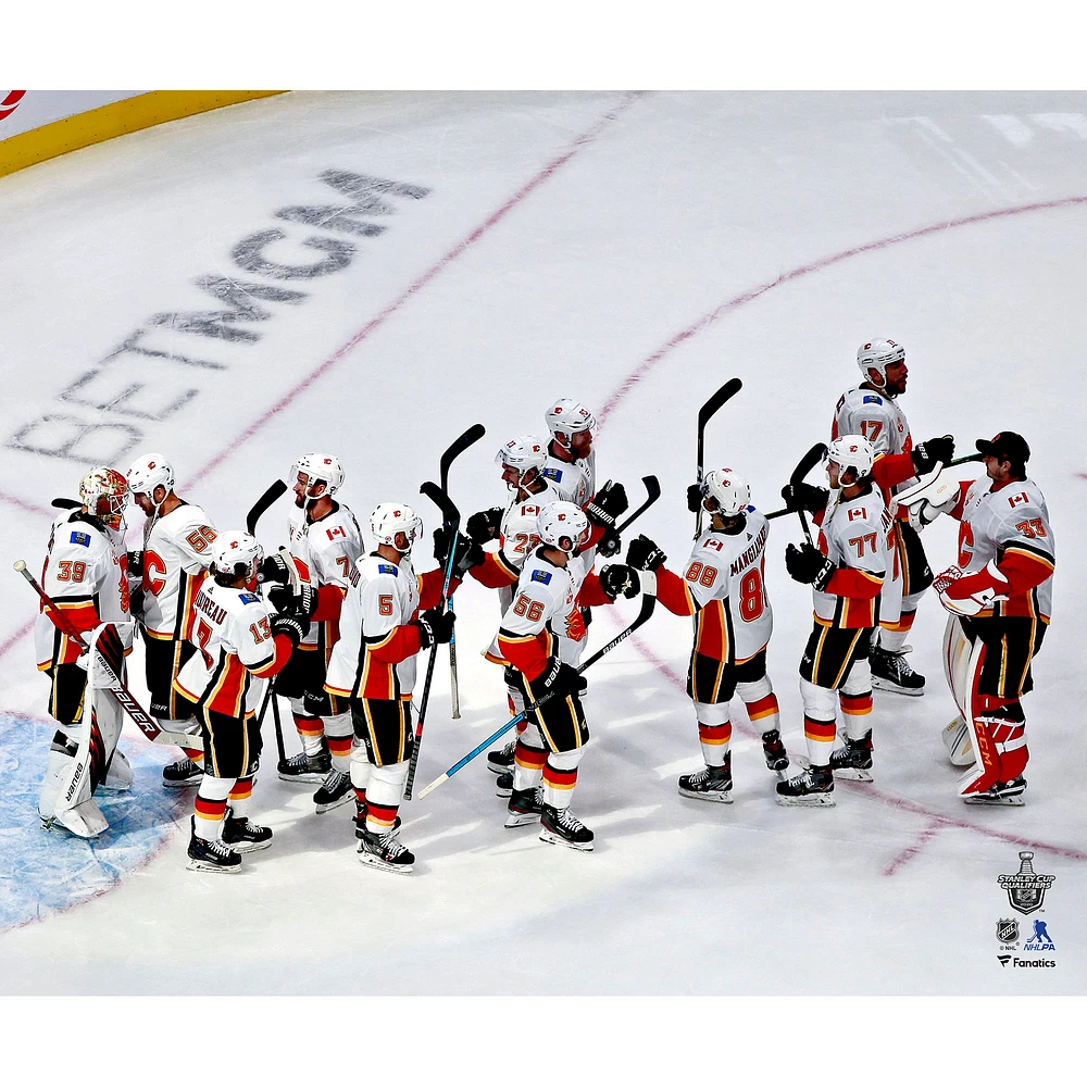 Calgary Flames Unsigned 2020 Stanley Cup Qualifying Round Win Celebration Photograph