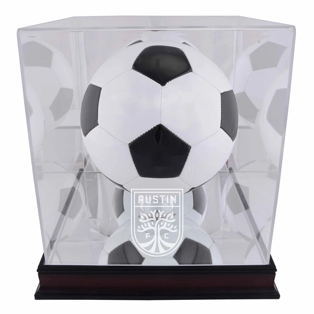 Austin FC Mahogany Team Logo Soccer Ball Display Case