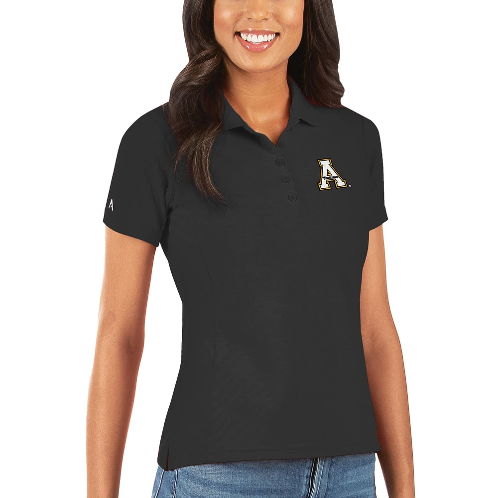 Women's Antigua Black Appalachian State Mountaineers Legacy Pique Polo