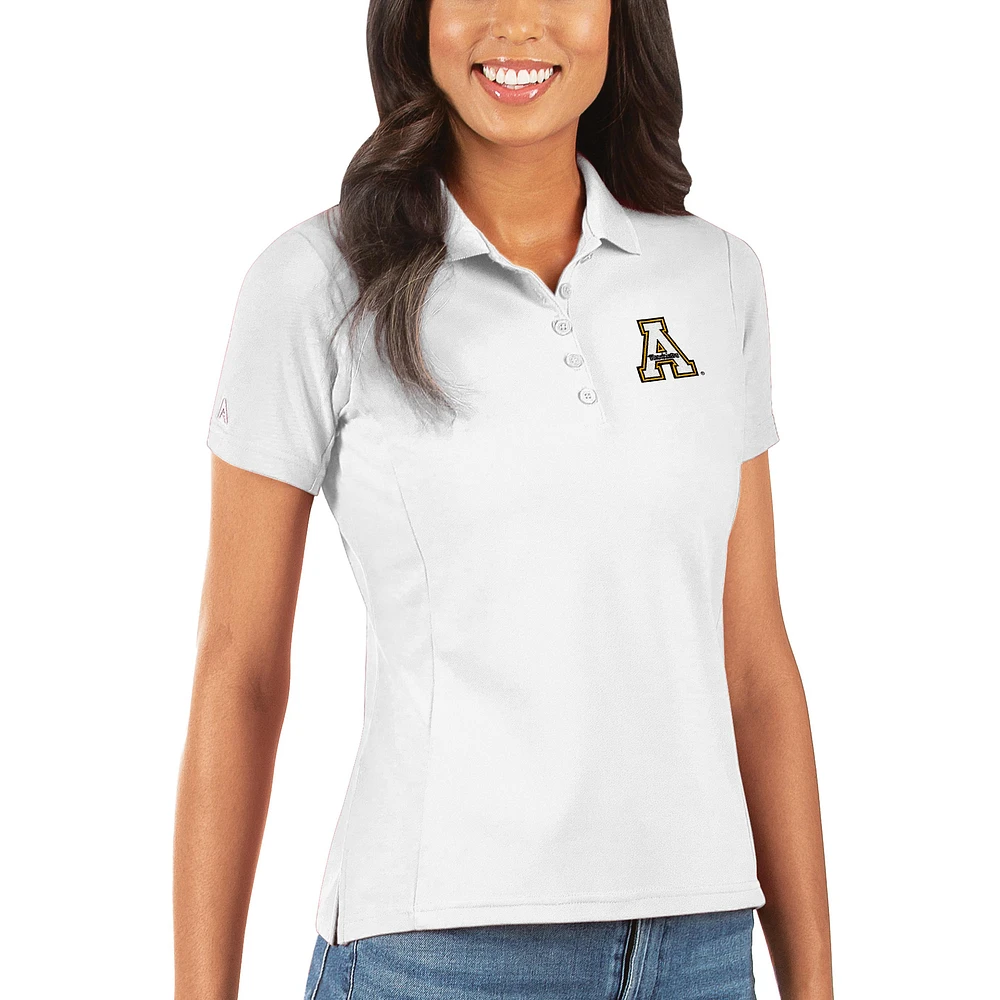Women's Antigua White Appalachian State Mountaineers Legacy Pique Polo