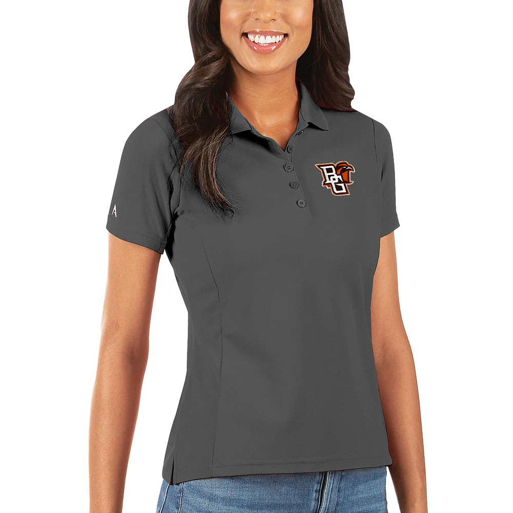 Women's Antigua Charcoal Bowling Green St. Falcons Legacy Pique Polo