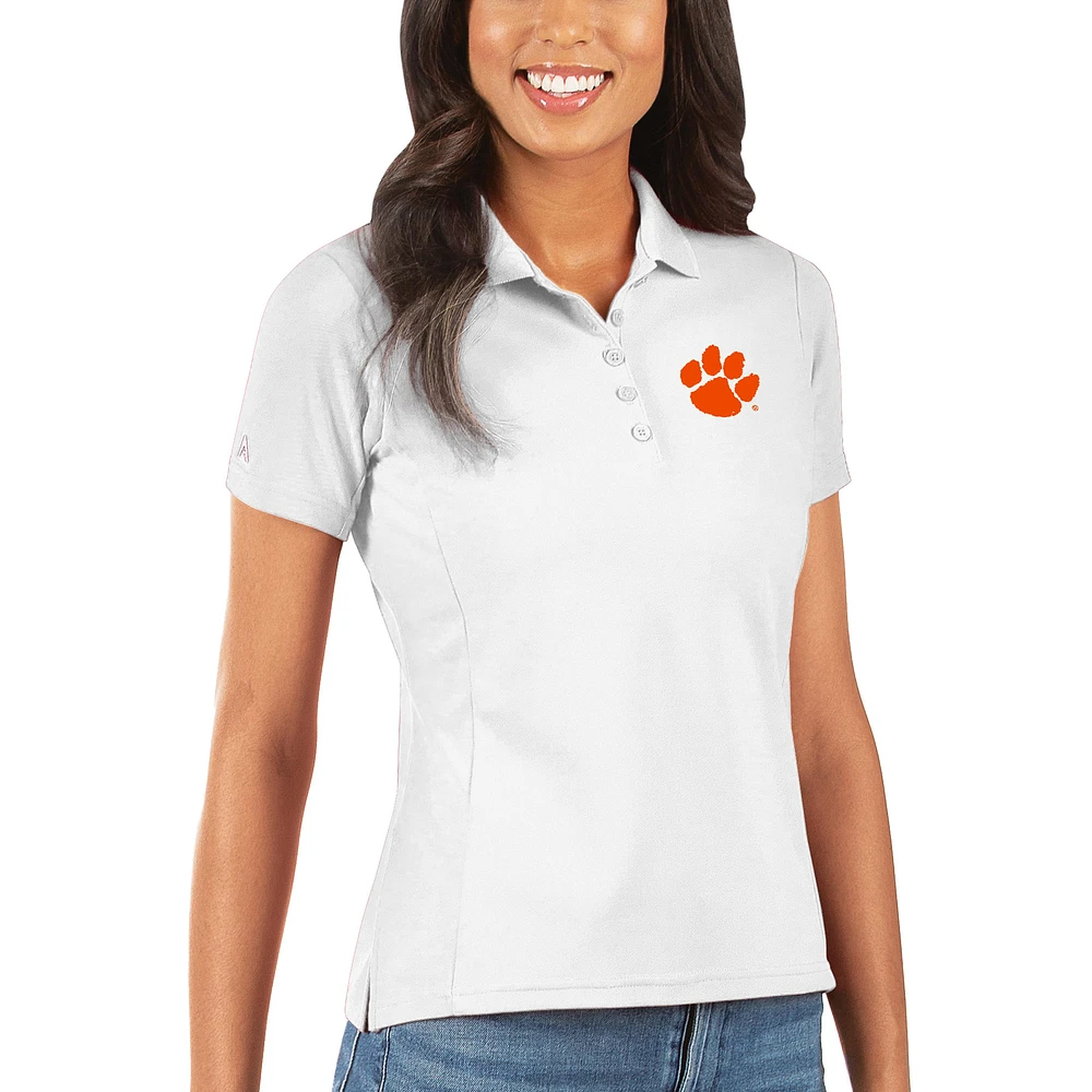 Women's Antigua White Clemson Tigers Legacy Pique Polo