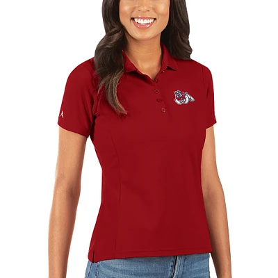 Women's Antigua Red Fresno State Bulldogs Legacy Pique Polo