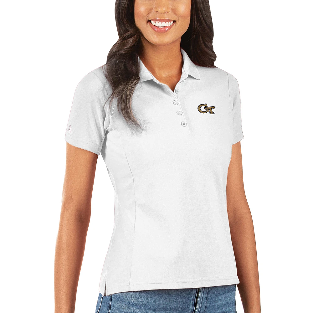 Women's Antigua White Georgia Tech Yellow Jackets Legacy Pique Polo
