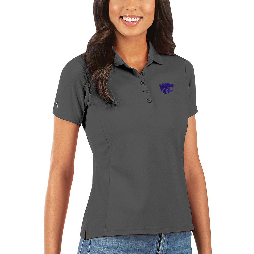 Women's Antigua Charcoal Kansas State Wildcats Legacy Pique Polo