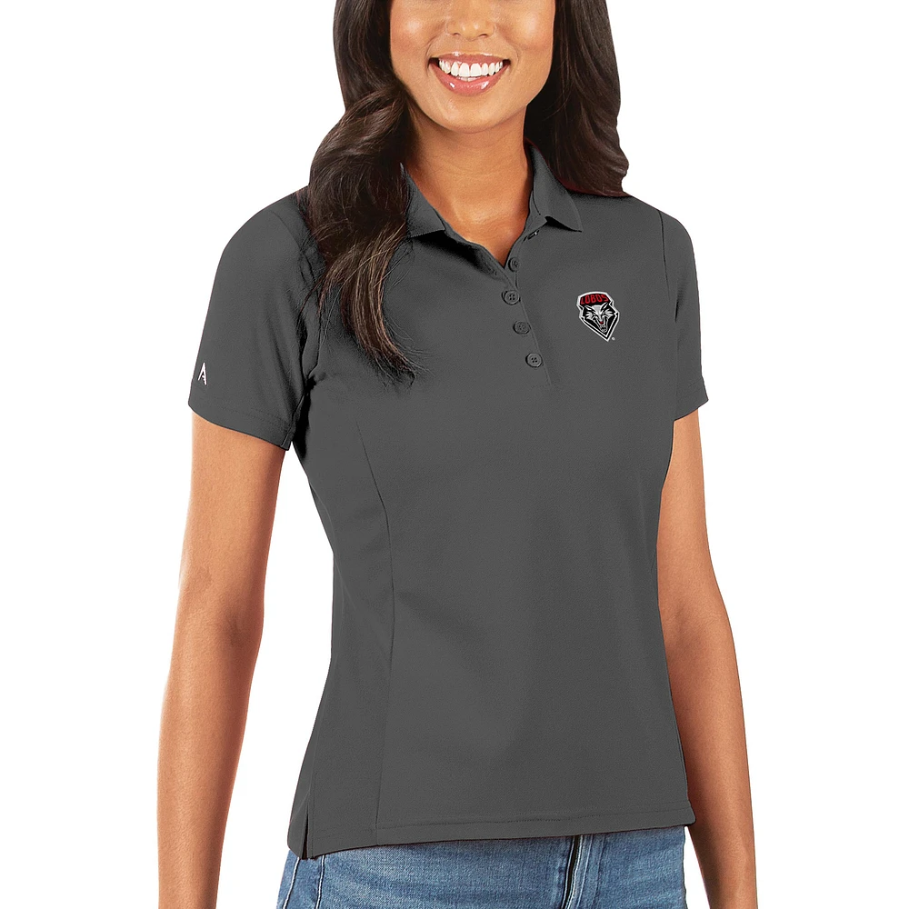 Women's Antigua Charcoal New Mexico Lobos Legacy Pique Polo