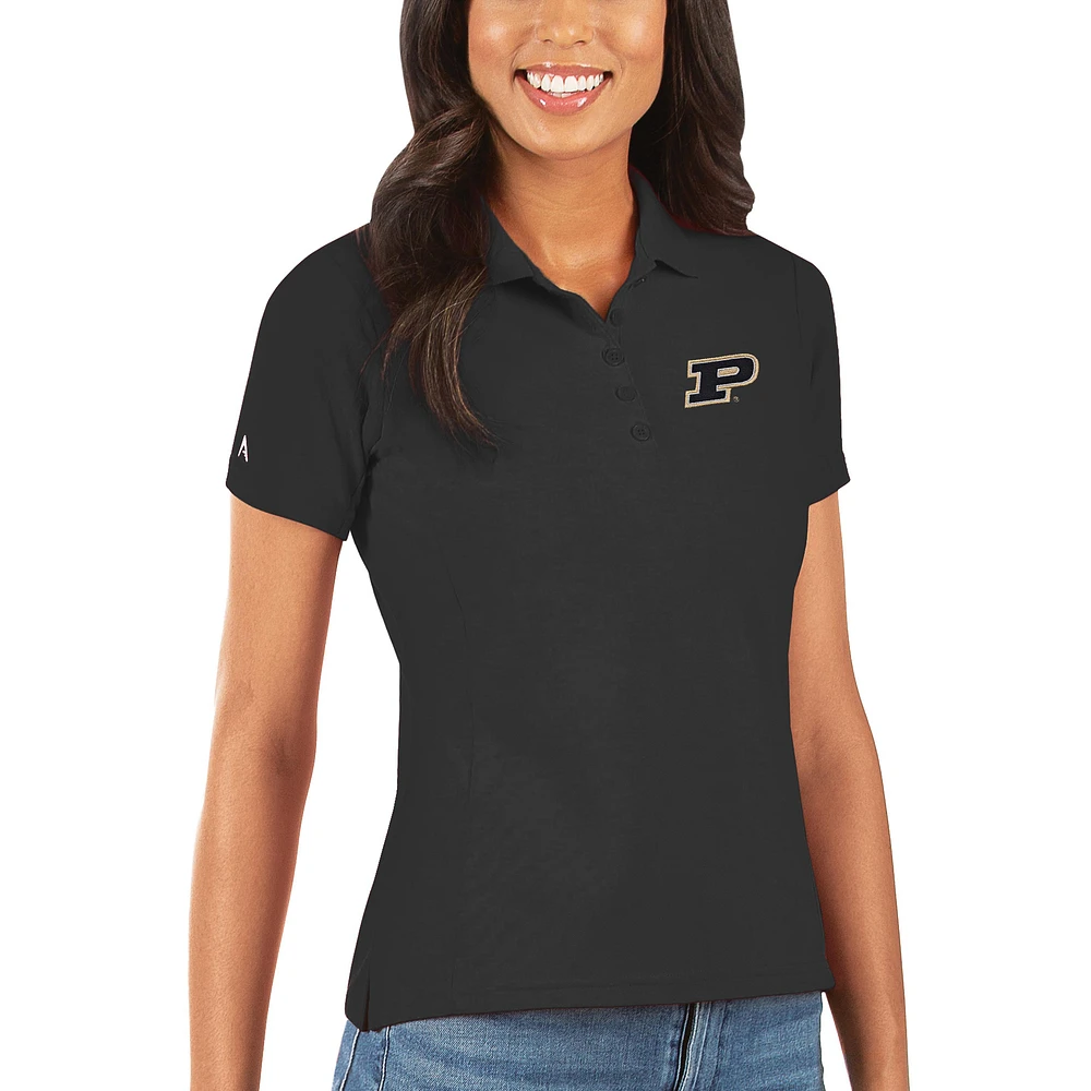 Women's Antigua Black Purdue Boilermakers Legacy Pique Polo