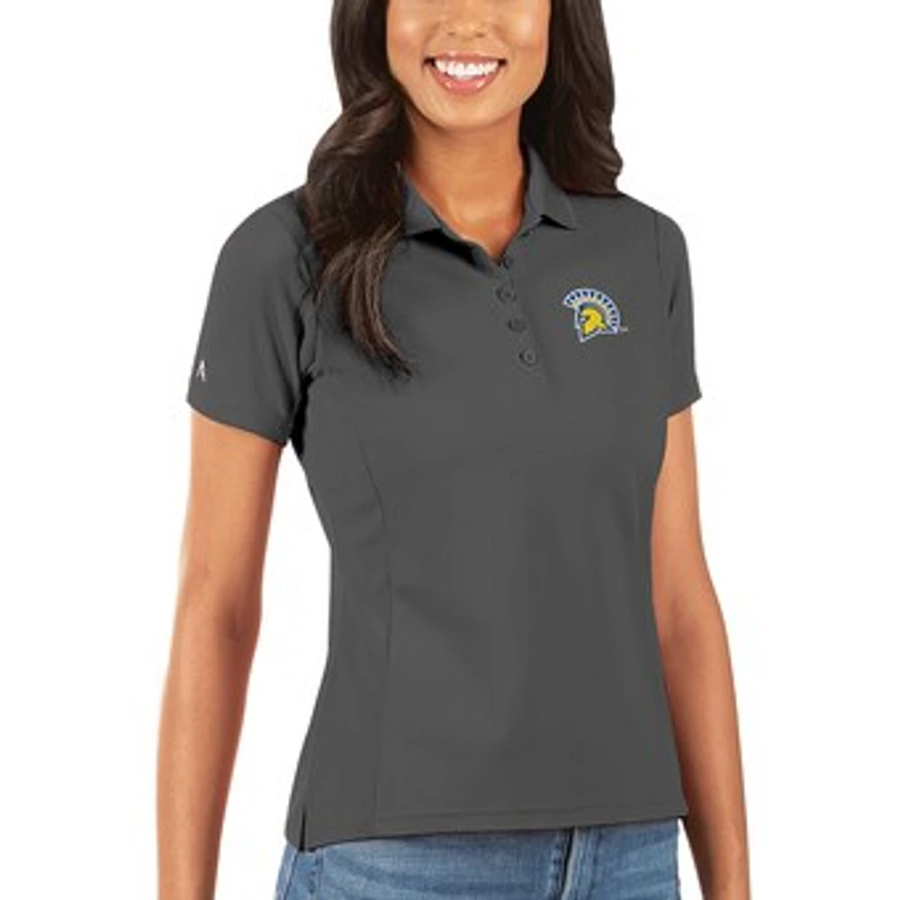 Women's Antigua Charcoal San Jose State Spartans Legacy Pique Polo