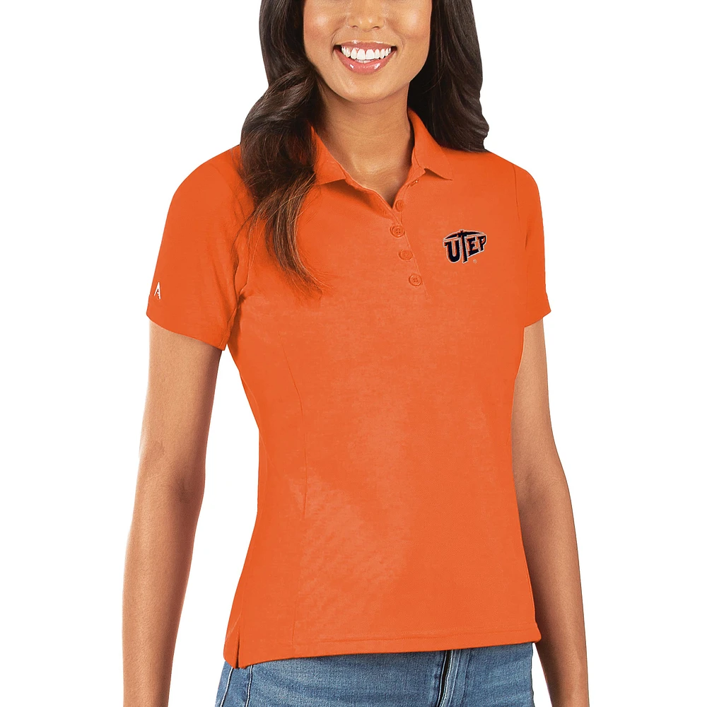 Women's Antigua Orange UTEP Miners Legacy Pique Polo