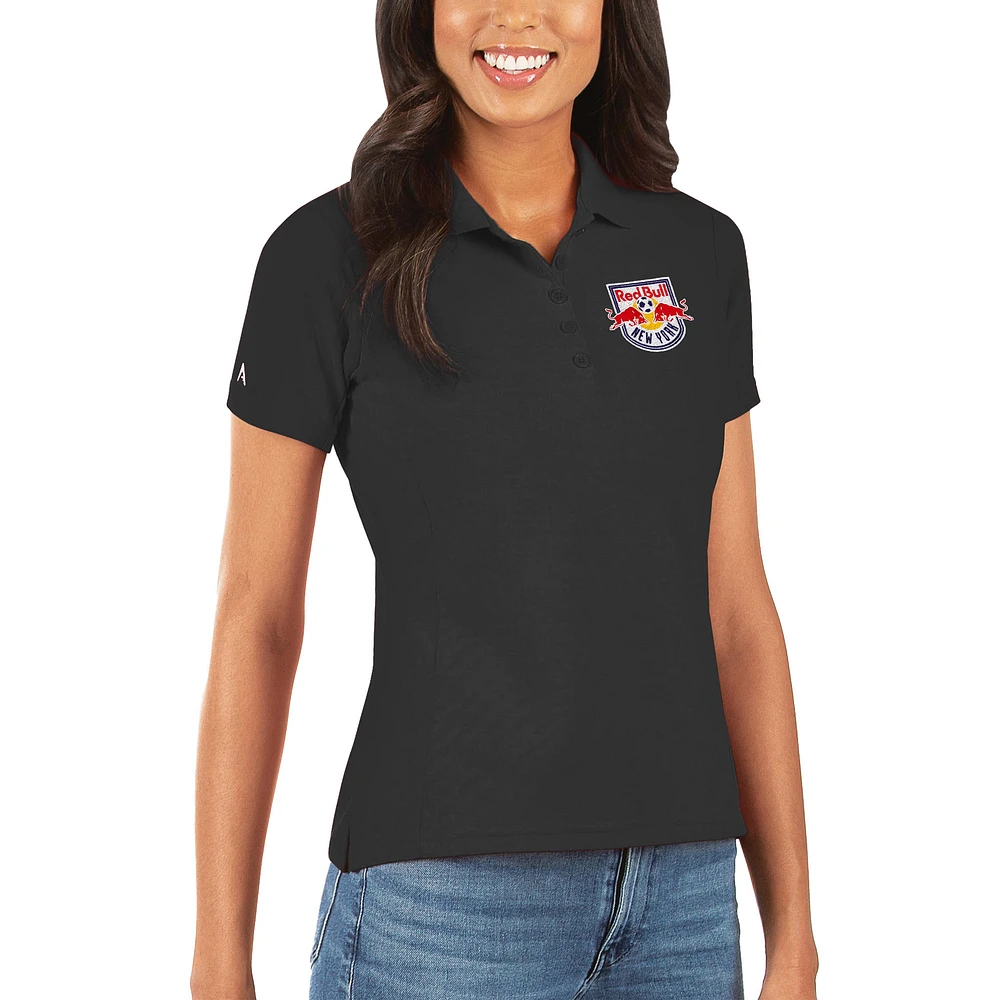 Women's Antigua Black New York Red Bulls Legacy Pique Polo
